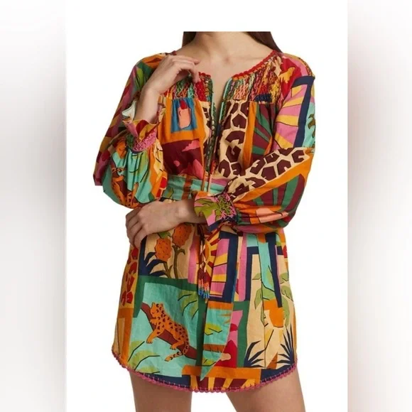 FARM RIO V-Neck Belted Mini Dress - Picture 4 of 6